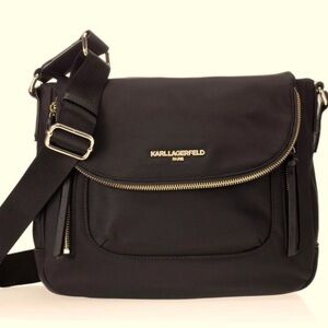 Karl Lagerfeld Black Shoulder Bag with Gold Details